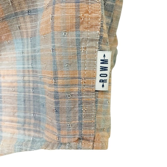 ROWM Men’s Long Sleeve Blue Peach Plaid Button Down Casual Preppy Classic Sz XL - Picture 4 of 9